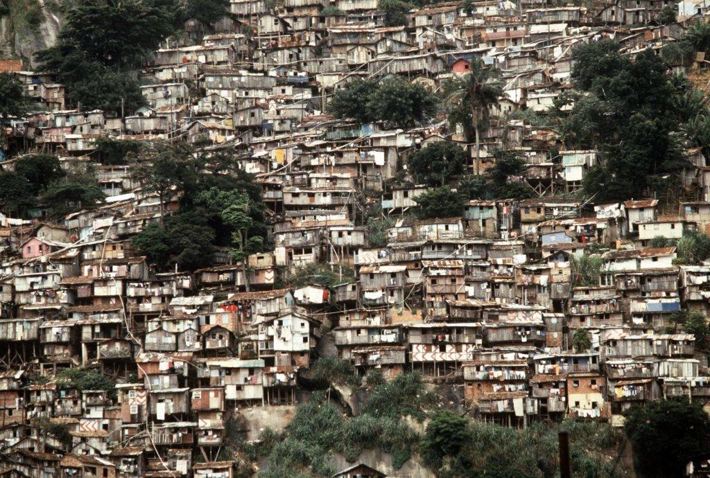 View of the poor district (favelas) in the Brazilian city of Rio de Janeiro.