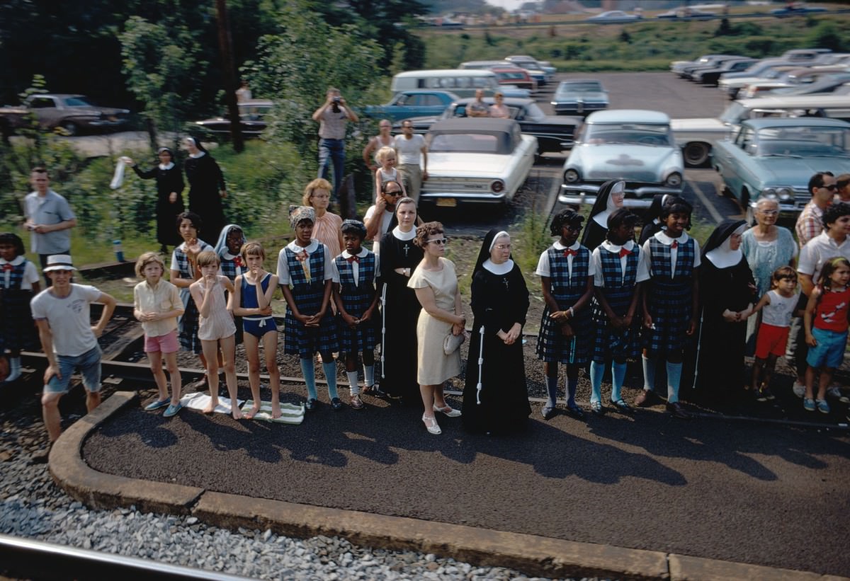 Mourners Watching Robert F. Kennedy’s Funeral Train Pass by From New York City to Washington DC on June 8 1968