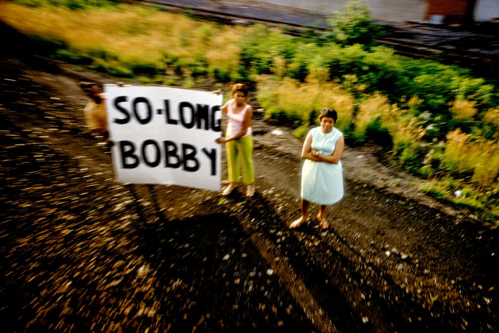 Mourners Watching Robert F. Kennedy’s Funeral Train Pass by From New York City to Washington DC on June 8 1968