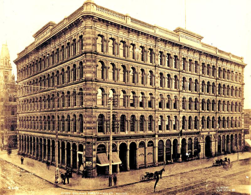 Flood Building, Market and Fourth Street, 1890s.