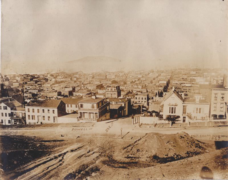 Powell Street and Sacramento Street from Nob Hill, 1890s.