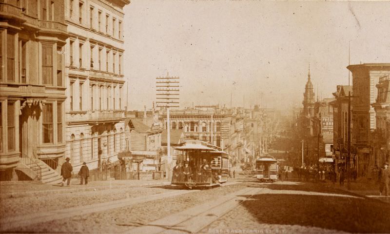 San Francisco street scenes, possibly California Street, 1890s.