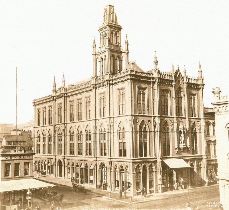 The old Masonic Temple at Post and Montgomery, 1890s.