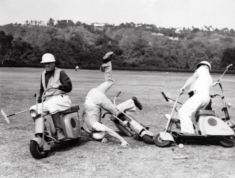 An accident during a scooter polo match.