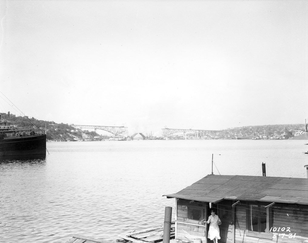 Aurora Bridge under construction, 1931