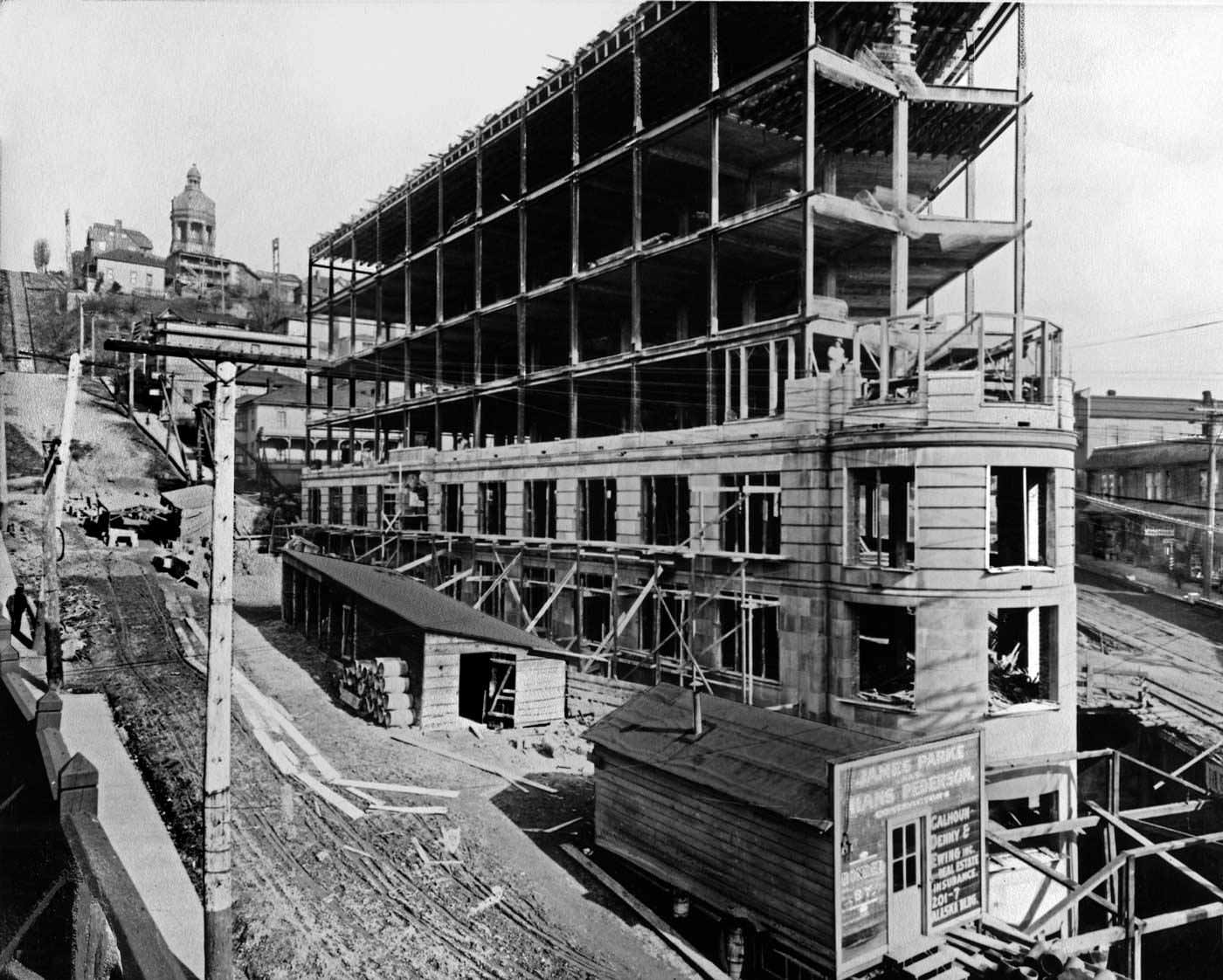 Yesler Building under construction, 1909