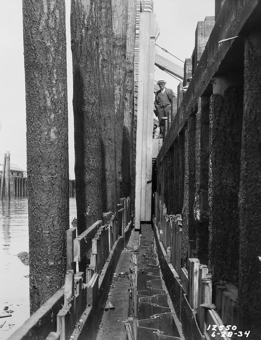 Central Waterfront seawall construction, 1934