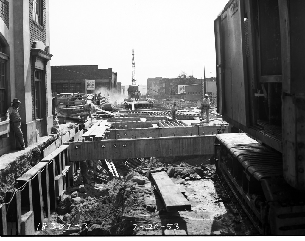 Aurora Avenue under construction, 1954