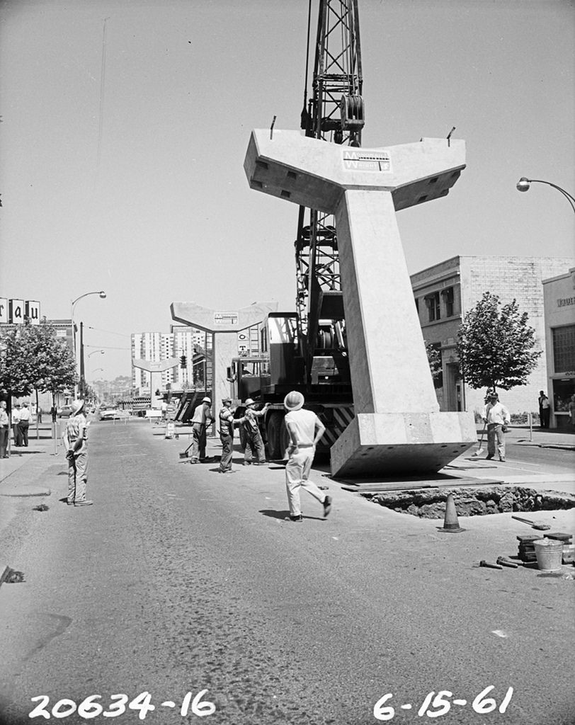 Monorail under construction, 1961