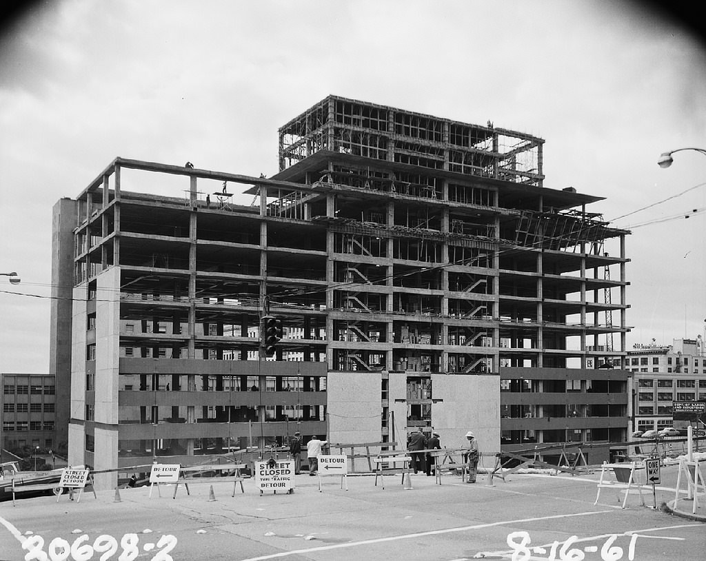 Municipal building under construction, 1961