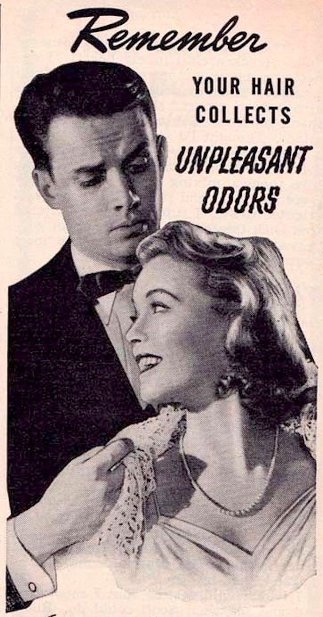 In the 1930s, dancing was an important social activity, and shampoo companies wanted women to worry about yet another way they could smell bad.