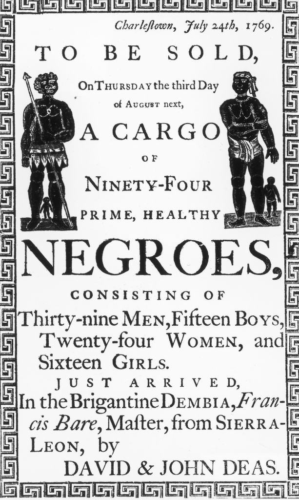 An Advertisement for the Sale of Slaves on July 24, 1769.