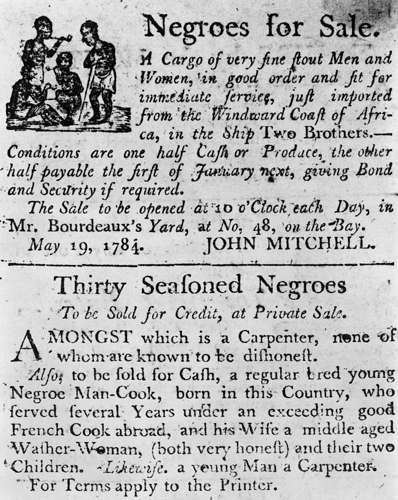 Two advertisements in a colonial broadside newspaper.