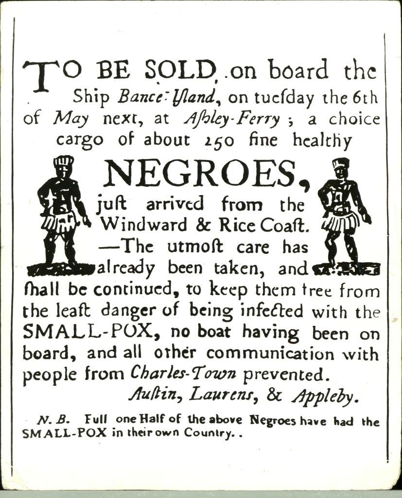 Poster for a slave auction, United States, 1800