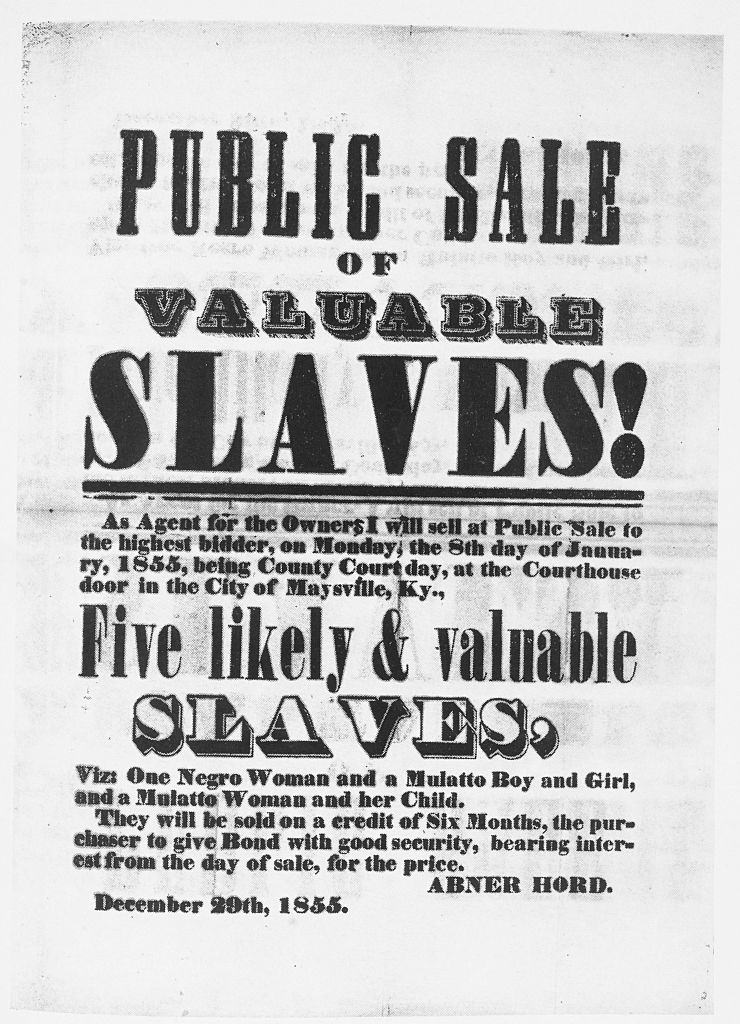 A poster advertising a slave sale, 1885.