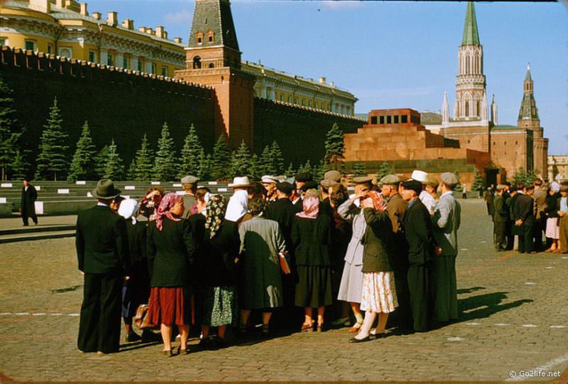 Soviet tourists on the Red Square in Moscow, 1950s