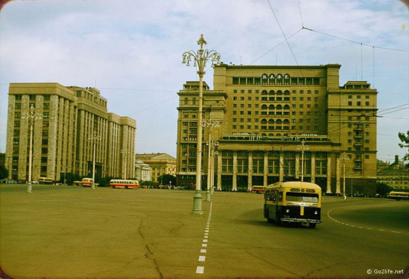 The streets of Soviet Moscow were pretty empty in the 1950s.