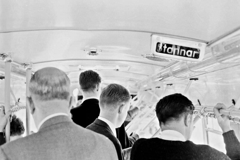 Bus passengers, Stockholm, 1966