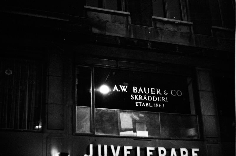 A. W. Bauer & Co tailor was then on Biblioteksgatan, Stockholm, 1967