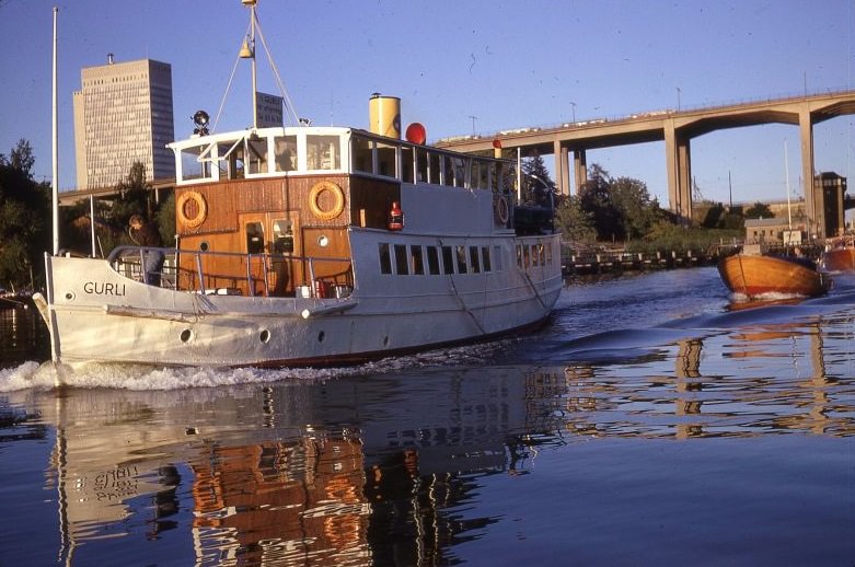 Gurli with Skansbron and Skanstullsbron, Stockholm, 1960s