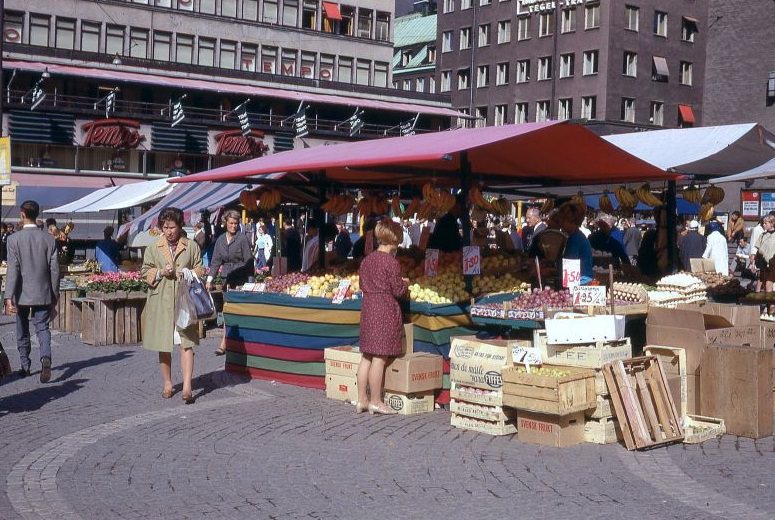 Hötorget Farmer's Market and Tempo, Stockholm, 1960s