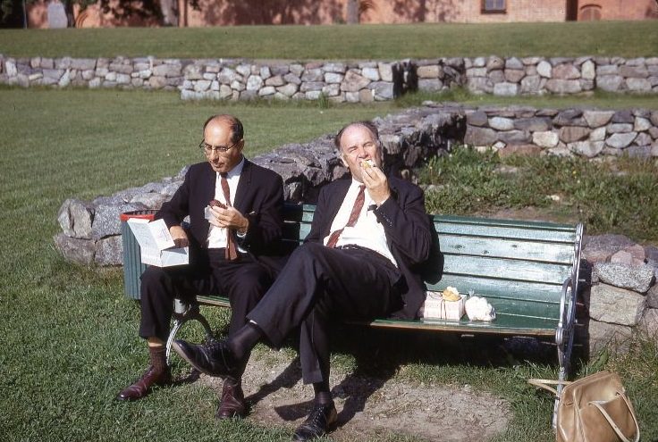 Men eat a Swedish pastry, Sigtuna, Stockholm, 1960s