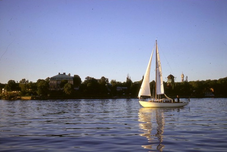Sailing with Kaknästornet, Stockholm, 1960s
