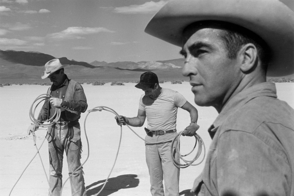 Clark Gable Eli Wallach and Montgomery Clift on location in the Nevada Desert during the filming of The Misfits.