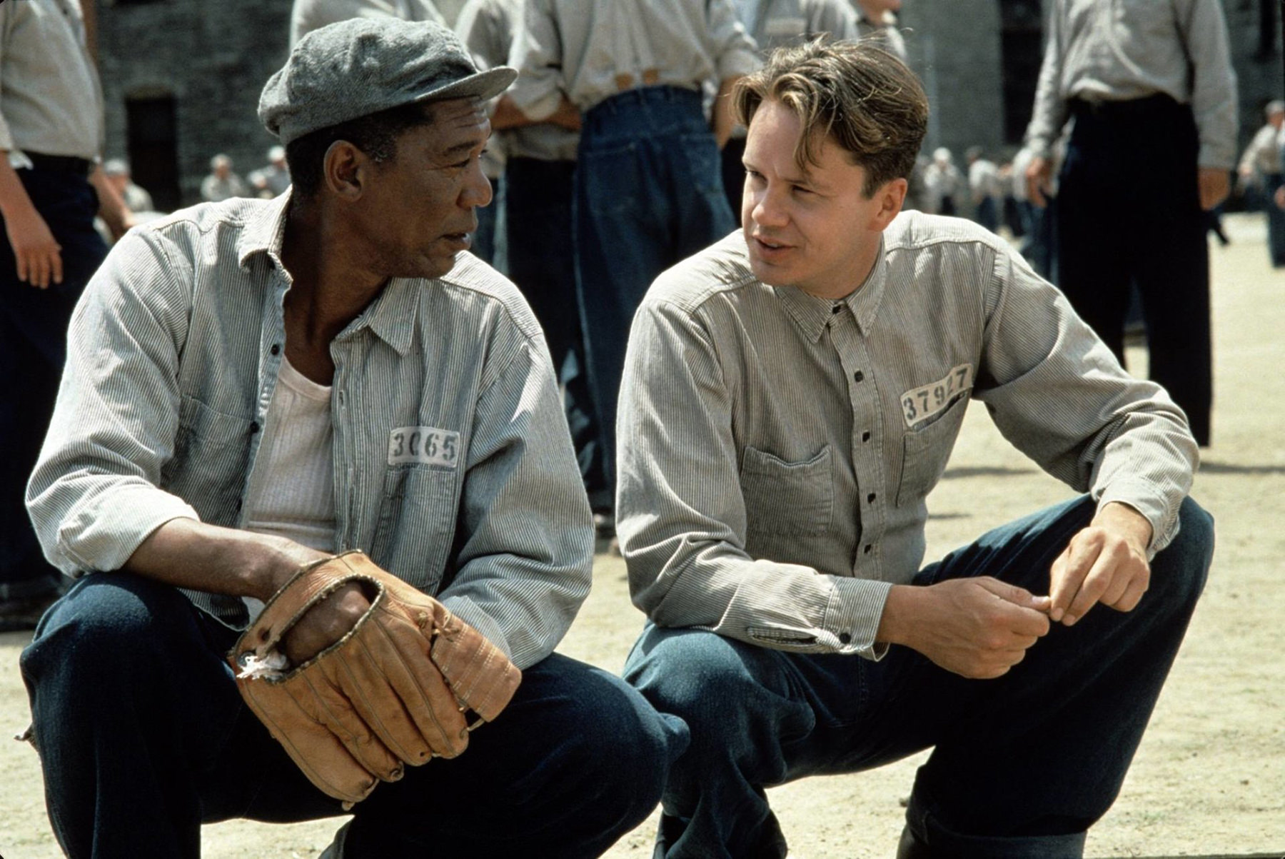 Red and Andy (Morgan Freeman and Tim Robbins) discuss obtaining a rock hammer.