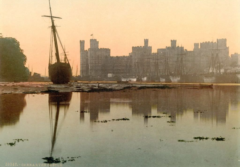 Caernarfon Castle, General View at Sunset