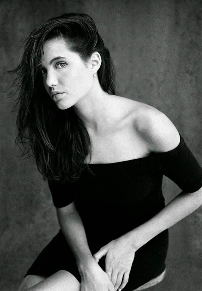 16-Year-Old Angelina in black dress.