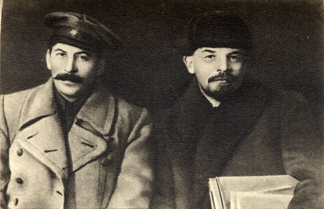 Joseph Stalin and Vladimir Lenin during the VIII Congress of the Party, 1919