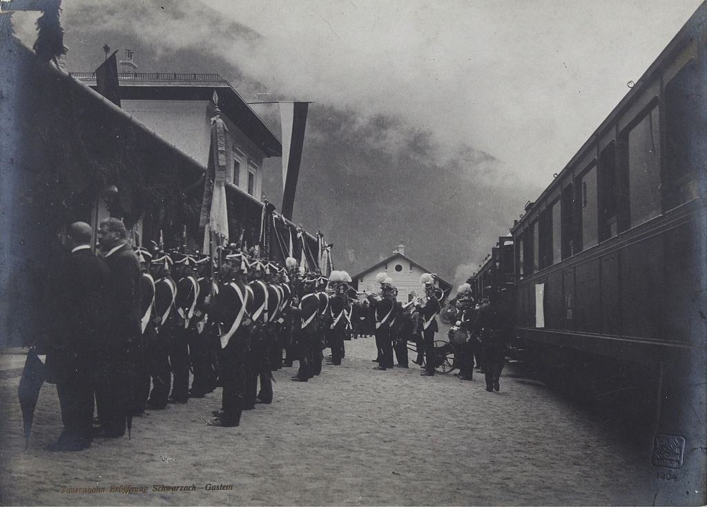 Opening of the Tauern railway between Schwarzach-St. Veit and Bad Gastein, 1904.