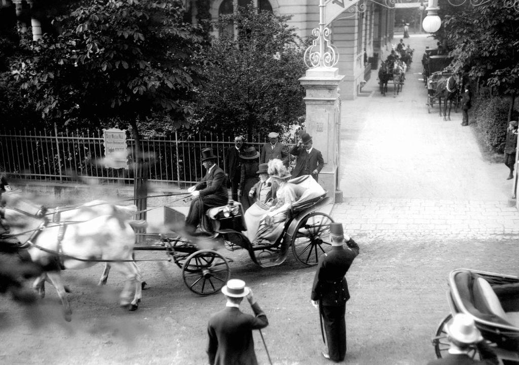 King Edward VII and Queen Mary on holiday in the Austro-Hungarian Spa town of Marienbad, 1905.