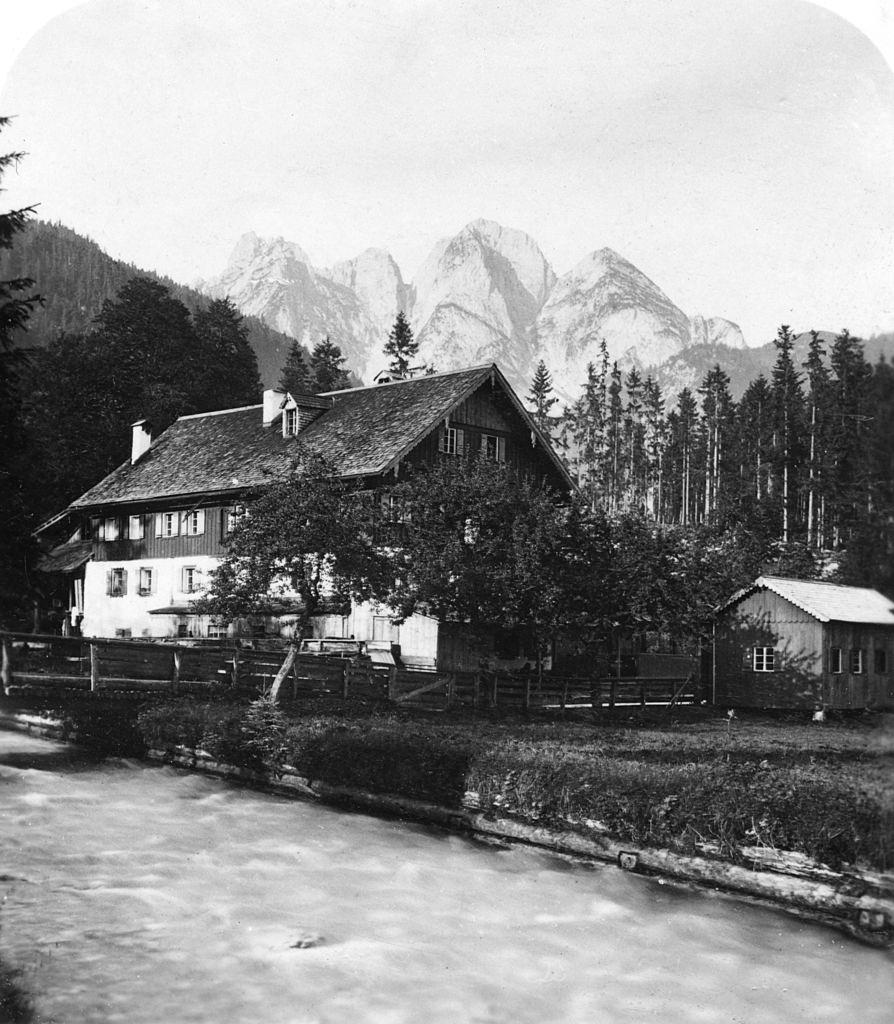 The blacksmith's forge at Gosau, Salzkammergut. Austria, 1900s