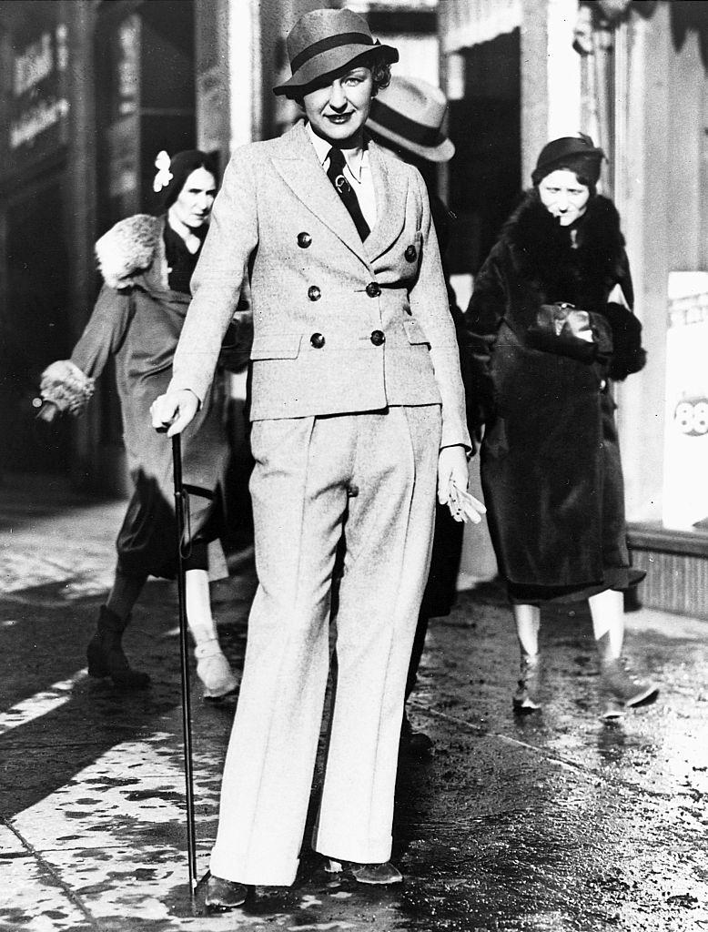 Kay Palmquist models a trousers suit in downtown Minneapolis, 1935.