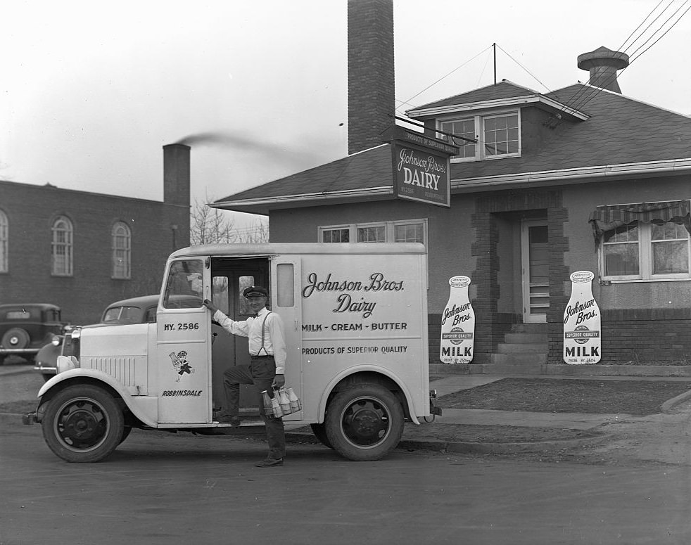 A milkman from the Johnson Bros in Minneapolis, 1936.