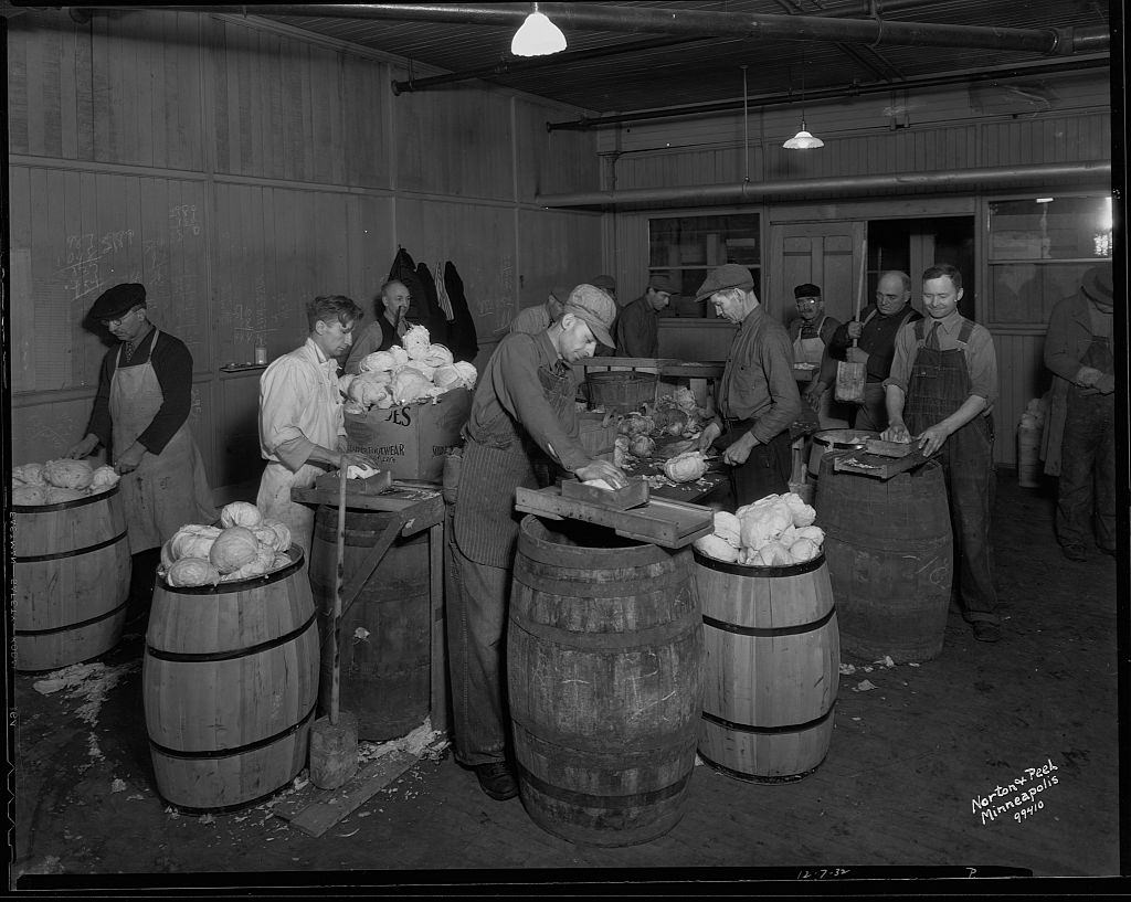 Men Making Sauerkraut in Minneapolis, 1932.