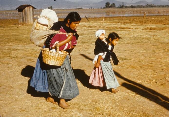 Indians going to Patzcuaro market, 1950s