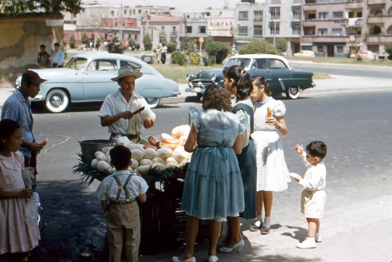 Fruit vendor, Mexico, 1957