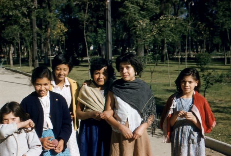 Girls at Alameda Central. Mexico City, 1957