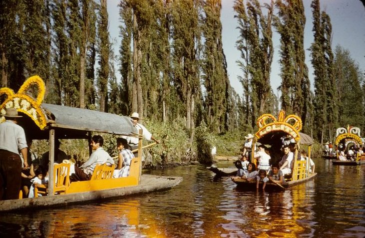 Decorated holiday boats. southern Mexico, 1950s
