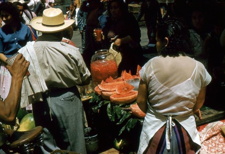 Watermelon vendors. Mexico City, 1957