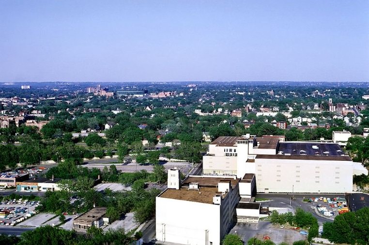 Kansas City looking east from the Liberty Memorial, May 1964