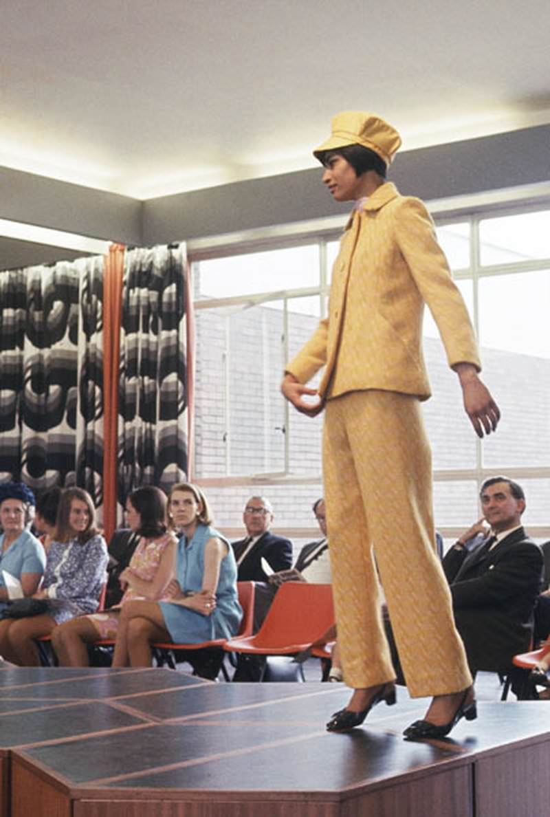 Student fashion show at Manchester College of Art and Design, 1966. Held in the Assembly Hall in Chatham Building.