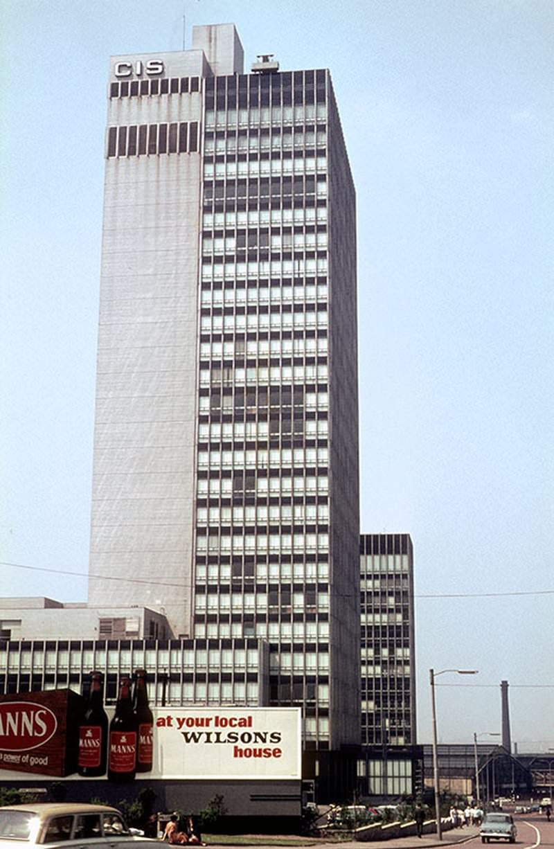 The Co-operative Insurance Society (CIS) Building from Miller Street in the late 1960s.