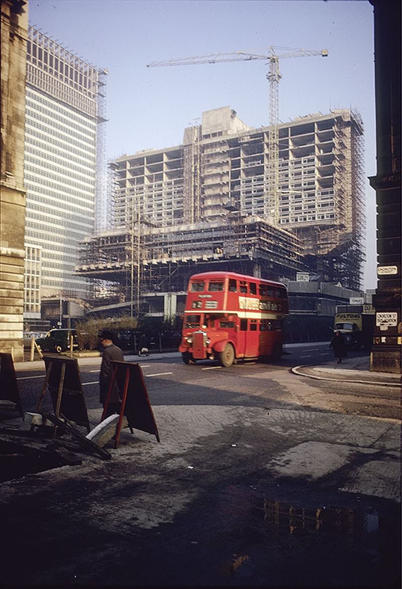 Portland Street on the eastern side of Piccadilly Gardens, early 1964.