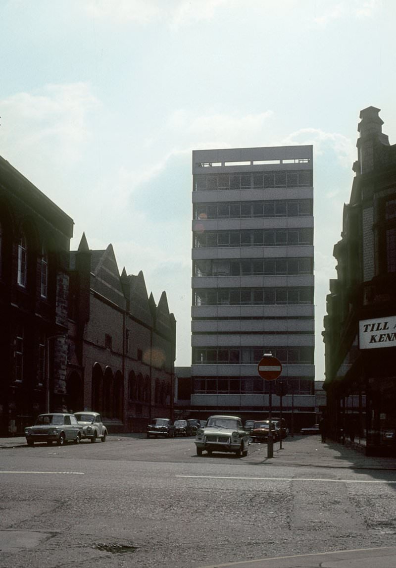 Ormond Street towards the (then) new extension to Manchester College of Art and Design, 1968.