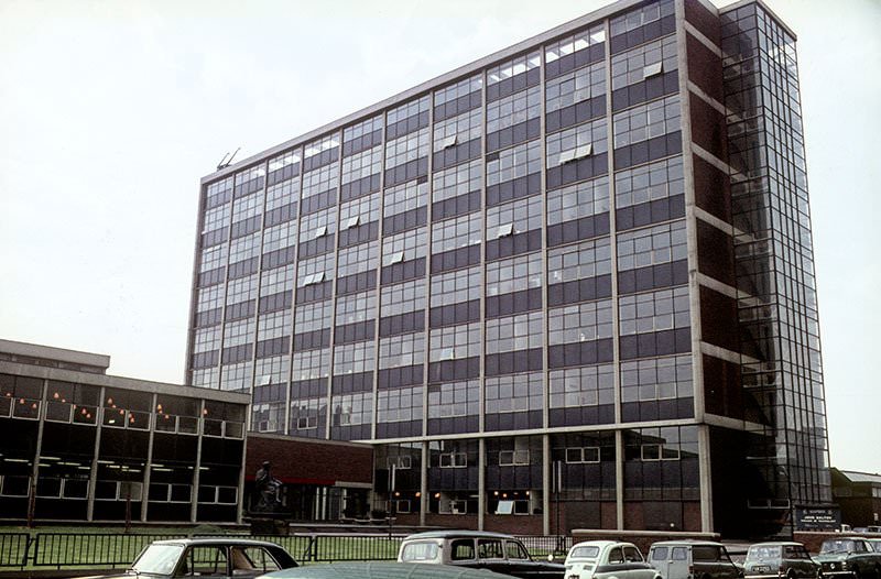 View from Chester Street of the tower element of the John Dalton College of Technology in 1966-67.