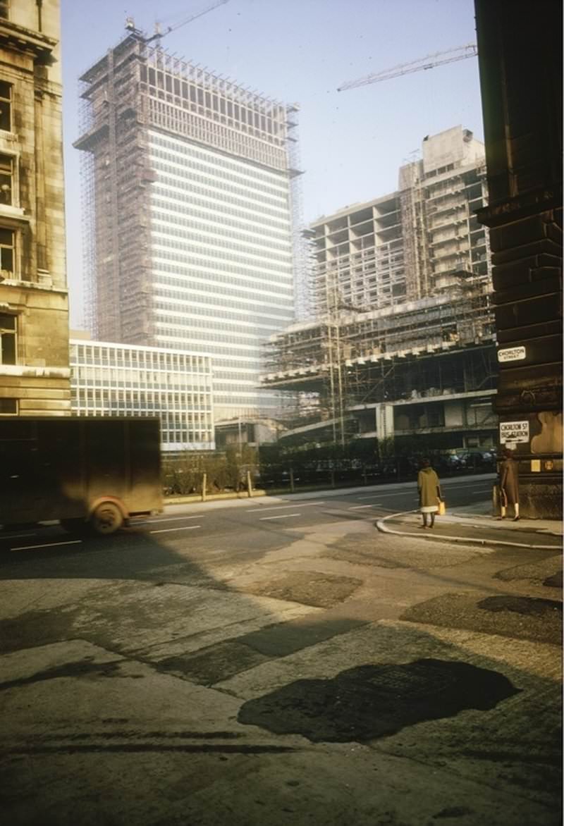 Piccadilly Plaza development whilst under construction in early 1964.